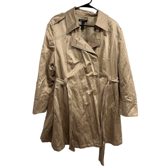 INC International Concepts Womens Double-Breasted Trench Coat Size 2X - Picture 1 of 8